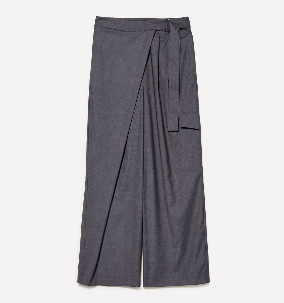 Gray sarong trousers - women's palazzo trousers - Dark Gray | Sisley image number 5